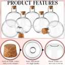 Jinei 30 Pcs 6 oz 200ml Ball Shape Plastic Sand Art Bottles Spherical Clear Plastic Potion Bottles Christmas Cocktail Ornament Balls for DIY Wedding Party Gift Crafts Decoration(Wood Color,Cork)