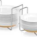 Wisuce Dish Racks for Kitchen Countertop Organizer - Bamboo Plate Holder Adjustable Size | Stainless Steel 304 Portable Handle for Kitchen Drawer Countertop Cupboard Shelf