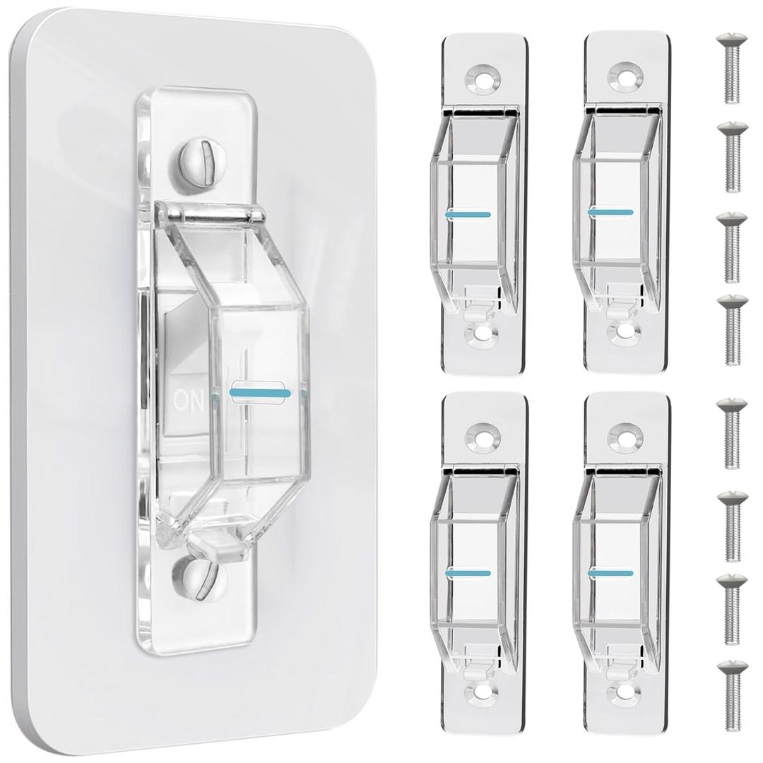 4 Pack Light Switch Cover Guard,Light Switch Lock With Glow In The Dark Effect, Child Proof Wall Switch Cover Keeps Lights or Switches from Being Accidentally Turned ON or OFF Clear)