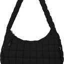 izuzta Quilted Puffer Tote Bag for Women Large Crossbody Bag Lightweight Nylon Puffy Quilted Carryall Hobo Puff Shoulder Bag (Medium, Black)
