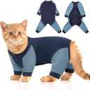 DENTRUN Cat Recovery Suit, Kitten Hair Sticky Onesie, Surgical Cone Alternative Shirts for Female Male Cat Recovery After Surgery, Cat Hair Spreading Prevent Clothes Pajama Apparel for Cats Only Medium Blue