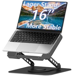 TAPMEI Adjustable Laptop Stand, 360 Rotating Computer Riser, Stable Base Stand Holder for MacBook Pro/Air Notebook up to 16 Inches, Black