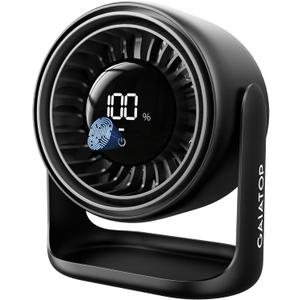Gaiatop Desk Fan, Touch Control LED Display Small Portable Fans, 5 Speeds Strong Airflow, Ultra Quiet Rechargeable 4000mAh Battery Operated Table Desktop for Bedroom, Office, Bedside, Home, Black