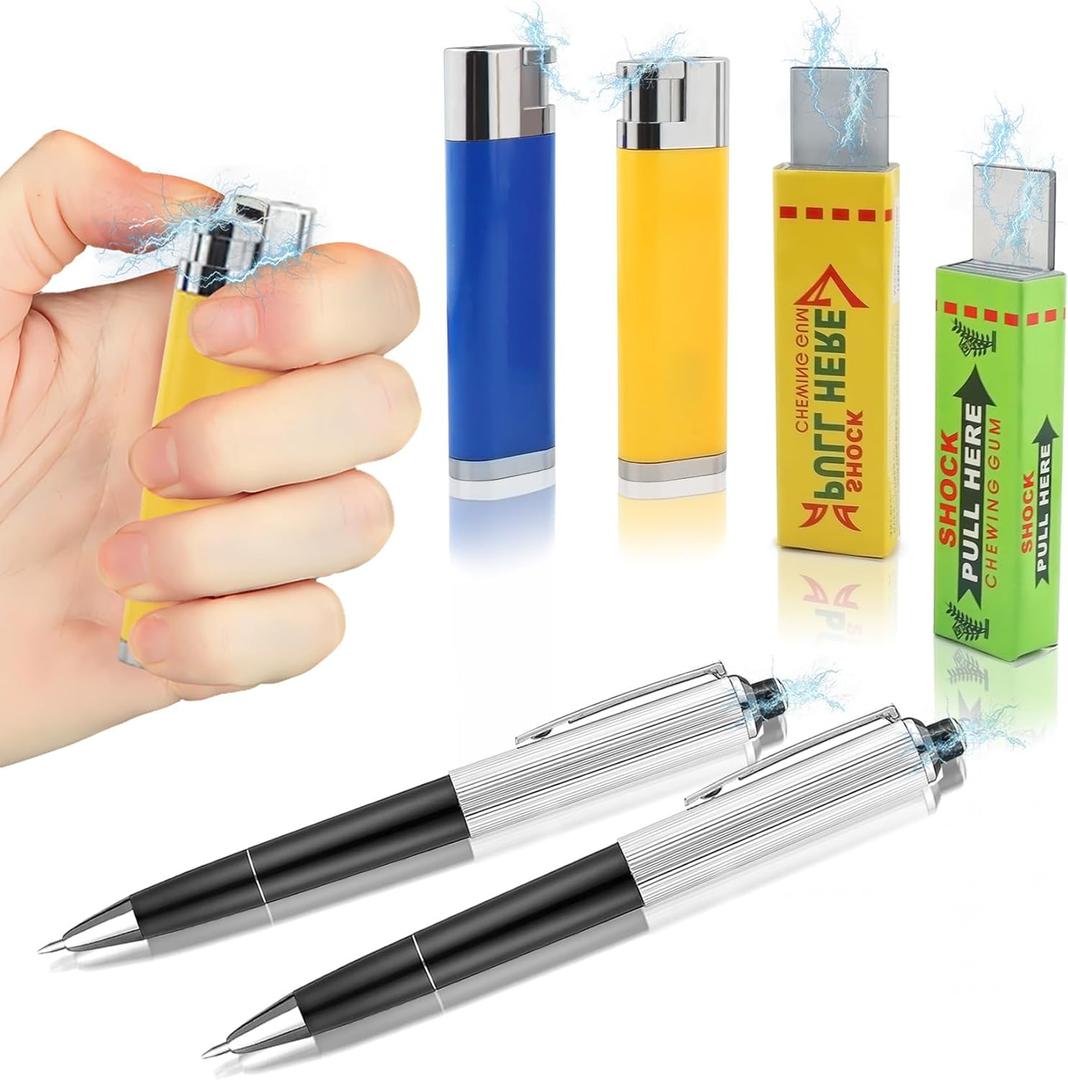 6 PCS Prank Toys, Fun Electric Shock Toys Such as pens, lighters, and Chewing Gum, indispensable Tools for Teasing Friends and Suitable for Parties and Humor. (Set 1)