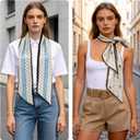 GERINLY 2 PCS Neck Scarf for Women, Long Purse Scarf for Handbags | Narrow Hair Scarves, Bag Charm Accessories Headband