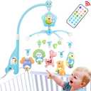 Baby Mobile for Crib with Musicial and Lights, Remote, lamp, Projector for Pack and Play, for Ages 0+ Months (Blue-Forest)