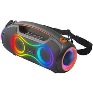 Portable Bluetooth Speaker Wireless, 180W Max Loud Waterproof Speakers, Bass Boost Boom Box for Party and Outdoor, w/2*Subwoofer, 2*Tweeter, DSP, IP65, 24H, TWS, TF, USB, AUX (Black-Orange)