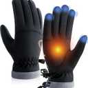 PULIOU Winter Waterproof Thermal Gloves for Men Women, Cold Weather Windproof Ski Snow Gloves with Touchscreen Fingers for Running Cycling Hiking Driving (Small, Black)