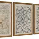 Krtoni 3PCS Framed Vintage William Morris Wall Art, Neutral Abstract Floral Canvas Artwork Prints, Rustic Boho Farmhouse Flower Botanical Picture Paintings for Living Room Bedroom Office 12W x16H