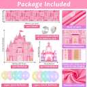 254Pcs Princess Balloon Arch Kit Princess Birthday Party Decorations Pastel Rainbow Castle Backdrop Balloons Kit Pink Brick Road Runner for Girls Women Birthday Baby Shower Wedding Party Decorations