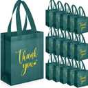 Sweetude 30 Pcs Thank You Gift Bags with Handles Bulk Reusable Goodie Bag Non Woven Foldable Handbag for Christmas Wedding Bridesmaid Gifts(10 x 8 x 4 Inch,Dark Green)