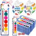 Sabary 28 Pack End of School Year Gift for Student Watercolor Paint Set Bulk with Card and Rope 8 Washable Watercolor Paint with Brush for Last Day of School Classroom Kid Art Party Favor (Round)