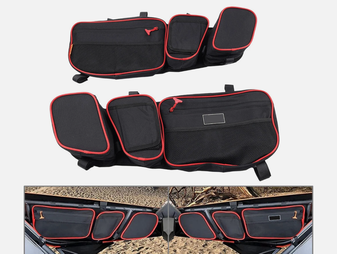 Red Side Door Storage Bags W/ Knee Pad For Can Am Maverick X3 Turbo 2017-2024 2 PCS