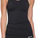 DKNY Women's Sport Ruched Seamless Racerback Tank (Small, Black)