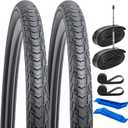 2-PCS 700C Road Bike Tires 700x45C/47-622 and 700C Heavy Duty Bike Tubes with 2 Rim Strips Compatible with 28x1.75 700x43C 700x44C 700 x 45C 700x46C 700x47C Bike Bicycle Tires and Tubes (Y-1130)