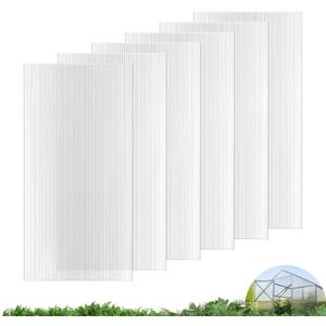 UMIG 6 PCS 4'x 2'x 0.24'' Polycarbonate Greenhouse Panels, Twin-Wall Waterproof UV Protected Corrugated Plastic Roof Panels Sheets, Clear Replacement Panels for Greenhouse, Outdoor, Plant