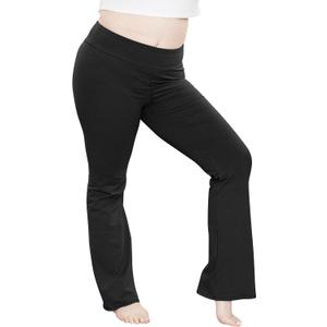 STRETCH IS COMFORT Plus Size High Waist Bootcut Yoga Pants Women|Flare Leggings for Women|Pants Pockets Capri and Full-Length (Black, XXL)