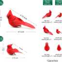 12pcs Cardinal Decor Red Cardinals Bird Clip on Christmas Tree Ornament Artificial Feathered Fake Birds Ornament for Home Decoration, Wreath, Craft - YM05C