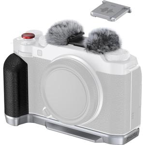 SMALLRIG X-M5 Handgrip L-Shape Grip for FUJIFILM X-M5, Built-in Quick Release Plate for Arca, Lightweight Silicone Side Handle, Includes Windshield with Cold Shoe Adapter (Sliver) - 4875