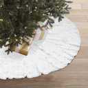 39 Inch Christmas Tree Skirt Large White Plush Tree Skirt for Holiday Party Gold Xmas Christmas Tree Decorations Christmas Tree Mat