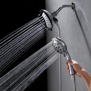 Shower Heads with Handheld Spray Combo: 7.2" Rain Shower Head & Handheld Shower Head 2-IN-1 Shower Head with 60" Rotatable Stainless Steel Hose, Shower Trim Systems (Silver)