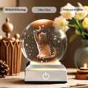 3D Cat Crystal Ball Lover Gifts for Her Women Cat Themed Gifts 80mm Glass Globe Stuff Present Mom Kids with LED Lighting Base