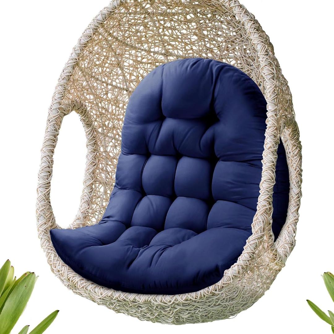 Patio Egg Chair Cushion Replacement, Button Tufted Thick Outdoor Swing Chair Cushion with High Elasticity PP Cotton and Skin-Friendly Fabric, Hammock Cushion for Porch Furniture (Only Cushion)