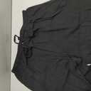 Larmliss Womens Casual Capri Pants Elastic Waist Solid Color 3/4 Wide Leg Summer Trousers with Pockets (Black, XL)
