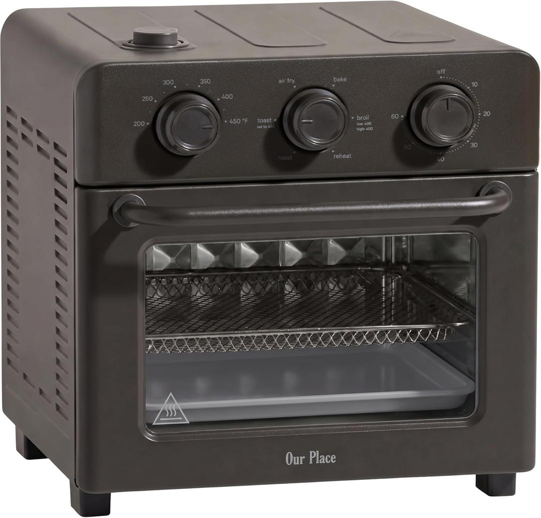 Our Place Wonder Oven | 6-in-1 Stainless Steel Air Fryer Toaster Oven Combo with Basket, Rack, Pan & Tray | Compact 13 QT Countertop Capacity - Toast, Roast, Bake, Reheat, Broil & Steam | Char, 13 Quarts
