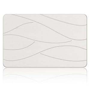 Stone Bath Mat Diatomaceous Earth Shower Mat Non-Slip Super Absorbent Diatomite Stone Bath Mats for Bathroom Floor Quick Drying Natural Easy to Clean (White)