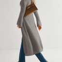 Saodimallsu Womens Long Cardigan Sweaters Oversized Bell Sleeve Open Front Button Down Casual Knit Fall Midi Dress (Gray)