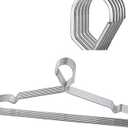 10 Pack 16.5 Wire Hanger 4mm Lockable Hangers Stainless Steel Slim Thin Heavy Duty Windproof Close Hook Metal Space Saving Clothes Hotel Hangers Silver