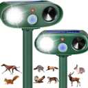 2025 Cat Repellent Solar Ultrasonic Animal Repellent Outdoor Solar Animal Repeller with Motion Detection&LED Flashlight Deer Deterrent Device to Scare Fox Bird Skunk Rabbit Repellent for Yard(2PACK)