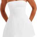 LuFeng Women's Sexy Strapless Backless Tube Top Bodycon Dress Sleeveless Cute A Line Mini Dresses (White, L)