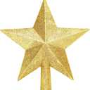 Glitter Christmas Star Tree Topper for Holiday Decorations, Christmas Tree Decoration for Holiday Ornament and Home Decor, Shatterproof Tree Toppers for Party Indoor  Outdoor-Gold 10 inch