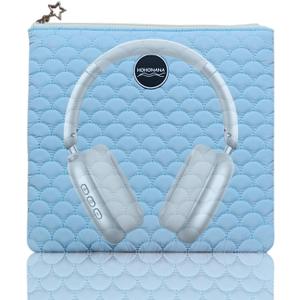 Headphones Puffy Pouch, Soft Cute Travel Case for Over-Ear Headphones Earphone Compatible with Bose QCUltra, QC45, JBL Tune 520BT, Sony WH-CH720N, Headset Carrying Bag Blue