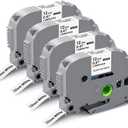 4-Pack Replace for Brother P-Touch Label Tape 12mm 0.47 Laminated White TZe TZ TZe-231 TZe231 Label Maker Tape Refills Work for P Touch PT-H110 PT-H111 PT-D210 PT-D220, Black on White