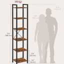 VASAGLE 6-Tier Bookshelf, Bookcase with Steel Frame, Book Shelf for Living Room, Home Office, Study, 11.8 x 15.7 x 73.2 Inches, Industrial Style, Rustic Brown and Ink Black ULLS101B01
