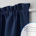 NICETOWN Blackout French Door Curtain - Thermal Insulated Side Door Window Curtain Panel Drape for Front Entry Way/Kitchen/Dining Room/Bathroom, Navy, 1 Panel, 25W by 72L inches