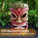 2 x Tiki Head Solar Statue Light for Garden Decor and Bar Decoration (Red)