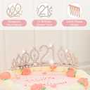 21st Birthday Gifts,Unique Engraved 21st Wine Glass,21 Year Old Birthday Decorations For Her,21&Fabulous Sash and Tiara For Women,Friends,Sister-Turning 21th Party Favor Supplies