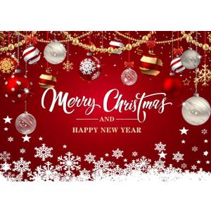 LYCGS 10x8ft Red Christmas Backdrop Merry Christmas Party Backdrop for Photography New Year Xmas Eve Party Decoration Banner X-195