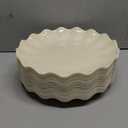 LIYH 24 Pcs Plastic Plates Reusable,Unbreakable Dinner Plates, Scalloped Plastic Plates, Dishwasher Safe,Ivory Plate Sets Perfect for Parties, Birthday, Picnics, BPA Free(12Guests)