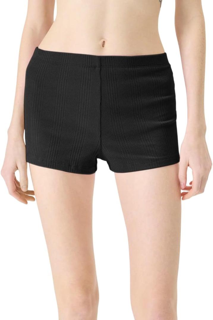 florence by mills Women's Rib Refresh Ribbed Knit Shorty Shorts (L)
