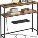 VASAGLE 31.5" Console Table with Power Outlet, 2-Tier Narrow Entry Table
Modern Sofa Table with 2 Shelves, for Living Room, Bedroom, Rustic Brown and Ink Black, BARNET Collection ULNT135K01