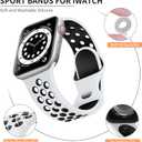 Lerobo Compatible with Apple Watch Band 44mm 45mm 42mm 46mm 49mm, Soft Silicone Sport Replacement Strap for iWatch Ultra SE 3 Gen 2nd Generation Band Series 11 10 9 8 7 6 5 4 3 2 1, White/Black M/L