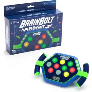 Educational Insights BrainBolt Boost - Memory Game with Light and Sound, Electronic Brain Games, Single Player Brain Teasers for Kids, Hand Held Games for Kids 4-8 (8 inches x 2 inches x 6.5 inches)