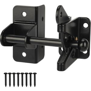 HILLMASTER Self Locking Gate Latch for Wooden Fence, Heavy Duty Gravity Fence Latch Privacy Door Latch for Wood Gate, Metal Gates, Vinyl Fence, Gate Hardware Gate Door Lock for Outdoor Pool, Black Finish,  4.7''
