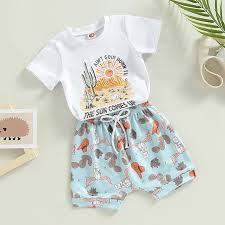 Short Sleeve T-shirt Shorts Clothing Set Size 100