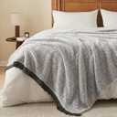 EMME Soft Sherpa Fleece Blanket with Tassel, Reversible Plush Fluffy Large Blanket, Light Weight Warm Decorative Boho Blanket Cover for Sofa, Couch, Bedroom,Travel(Tassel Grey,50"x60") (Throw)